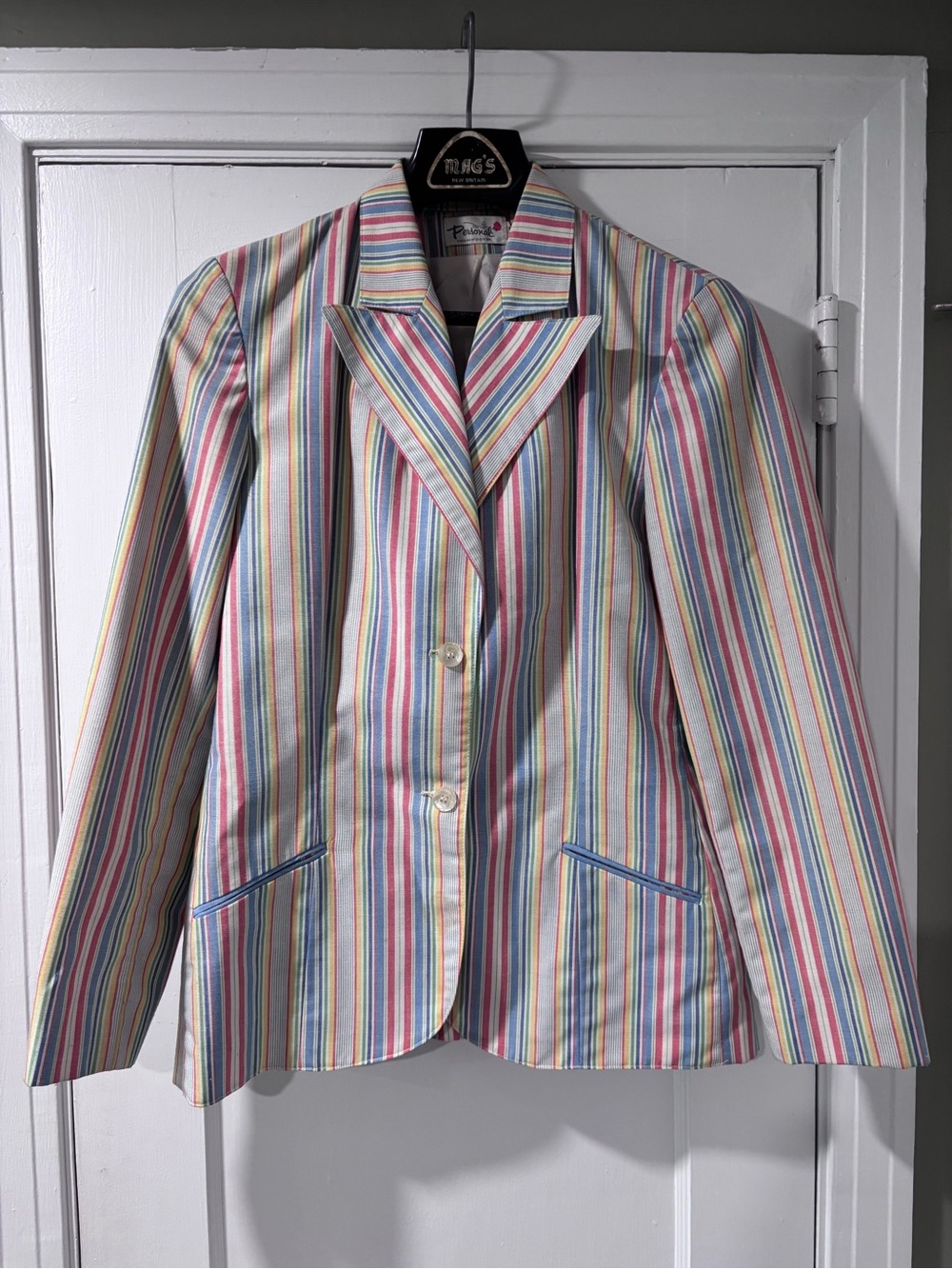 Vintage Leslie Fay Personal Pastel Multicolor Striped Blazer